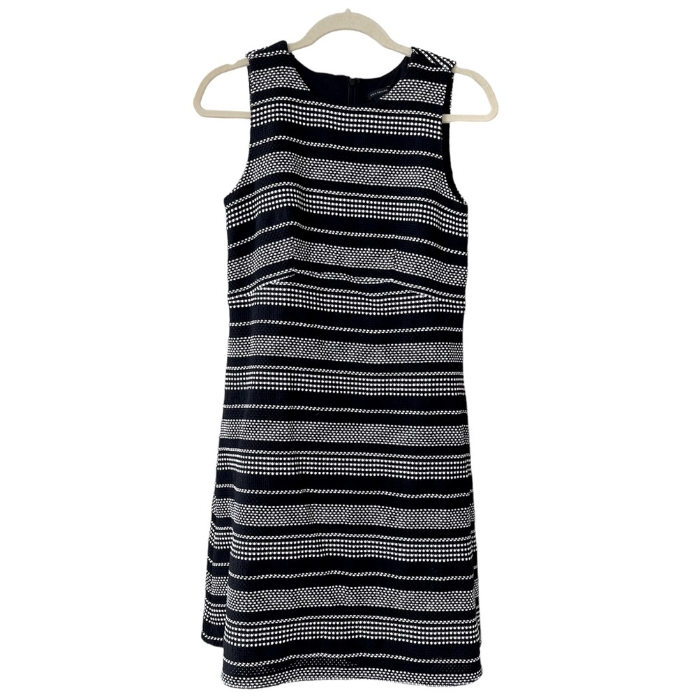 Ann Taylor black and white striped Midi body con dress size 6